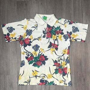 Vintage JeanBell Floral Polo Shirt, Women's Size M - Vibrant Botanical Print